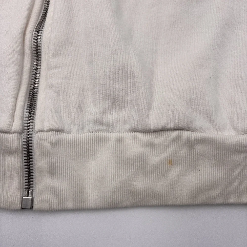 Gucci Web Stripe Zip Up Hoodie Mens Large Beige Off White Cotton Italy Authentic